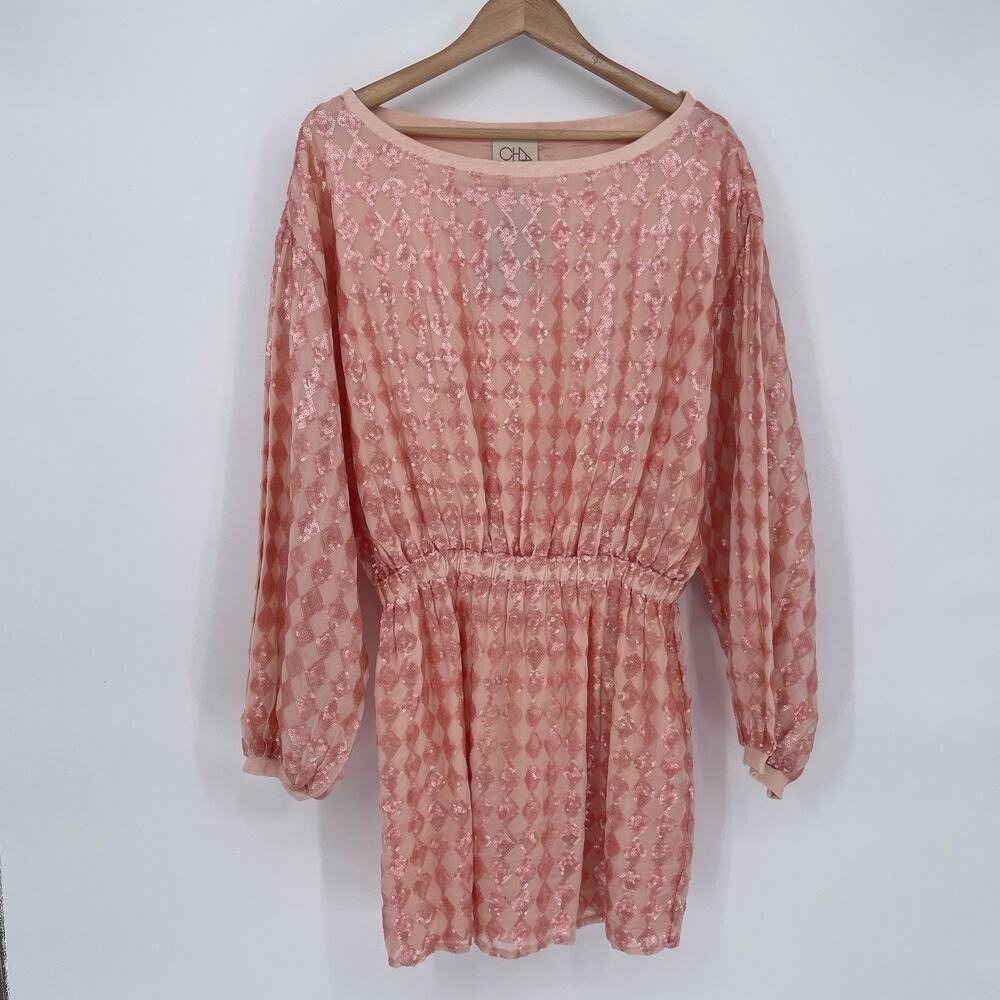 NWT Chaser Mini Dress Checkered Pink Sequin Women’s Small Party Cocktail Club - Picture 3 of 15